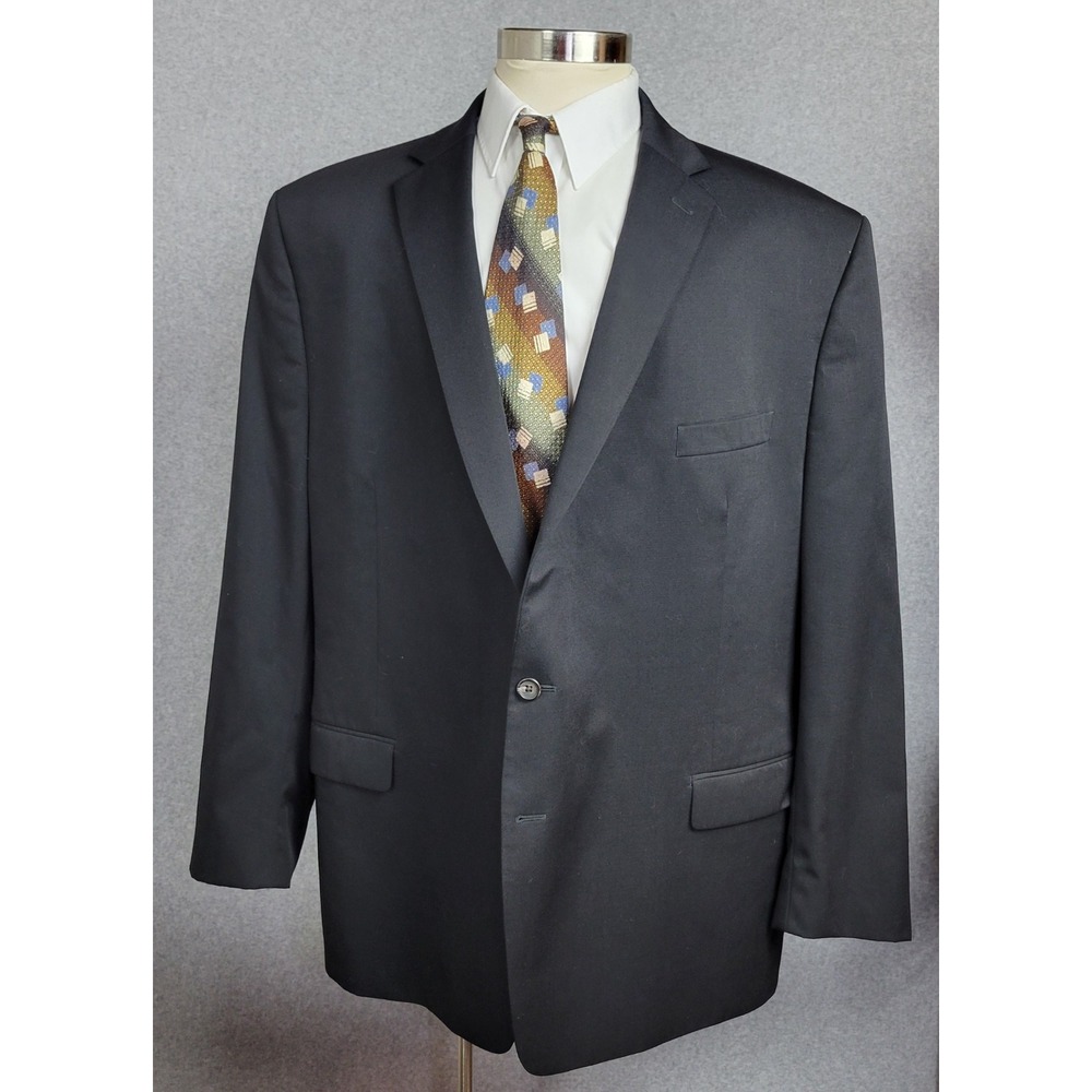 Ralph Lauren Mens Black 100% Wool Two-Button Blazer Sport Coat 54 L